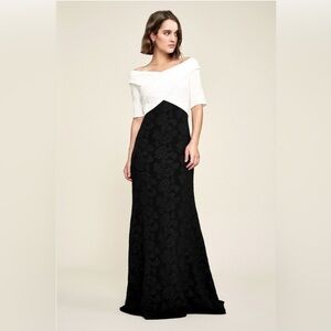 Elegant Off-Shoulder White and Black evening dress